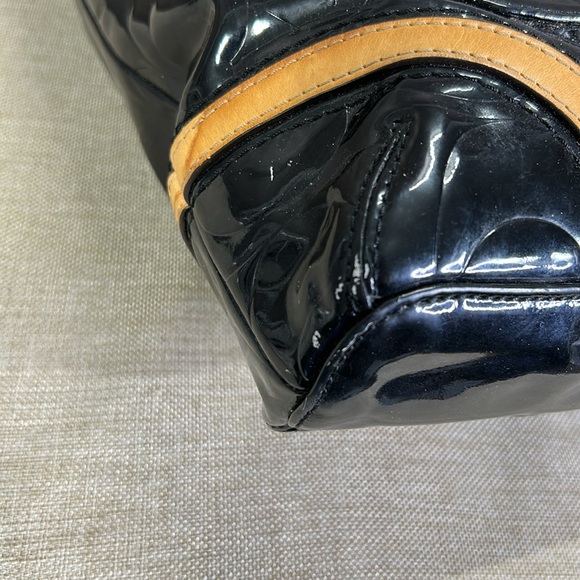 Coach Black and Tan Patent Leather Tote - Picture 12 of 15